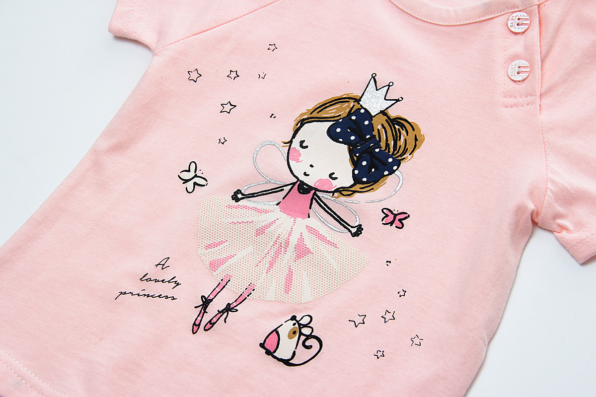 Summer Girls Cartoon Clothes Two Pieces Short Sleeve Cloth Set