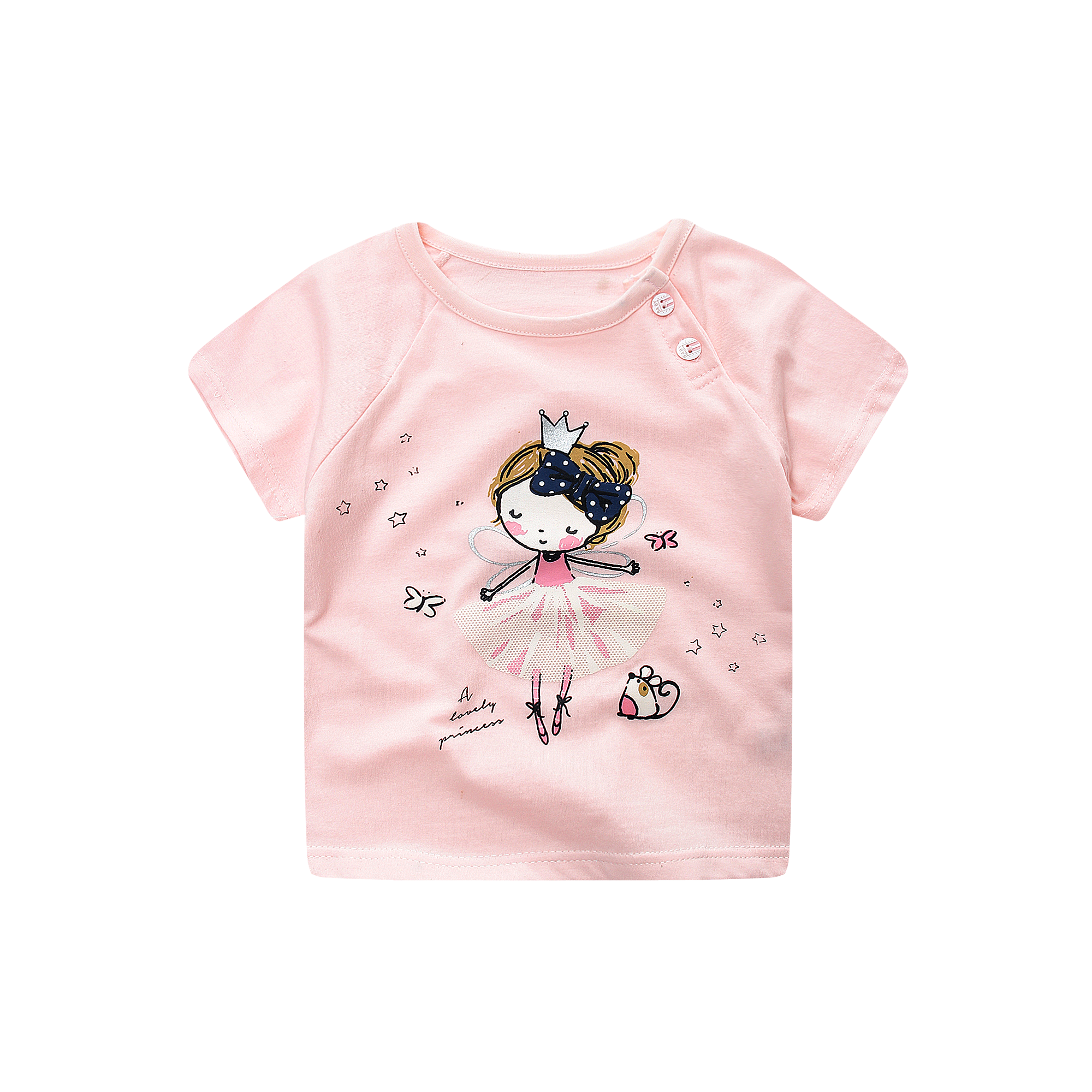 Summer Girls Cartoon Clothes Two Pieces Short Sleeve Cloth Set