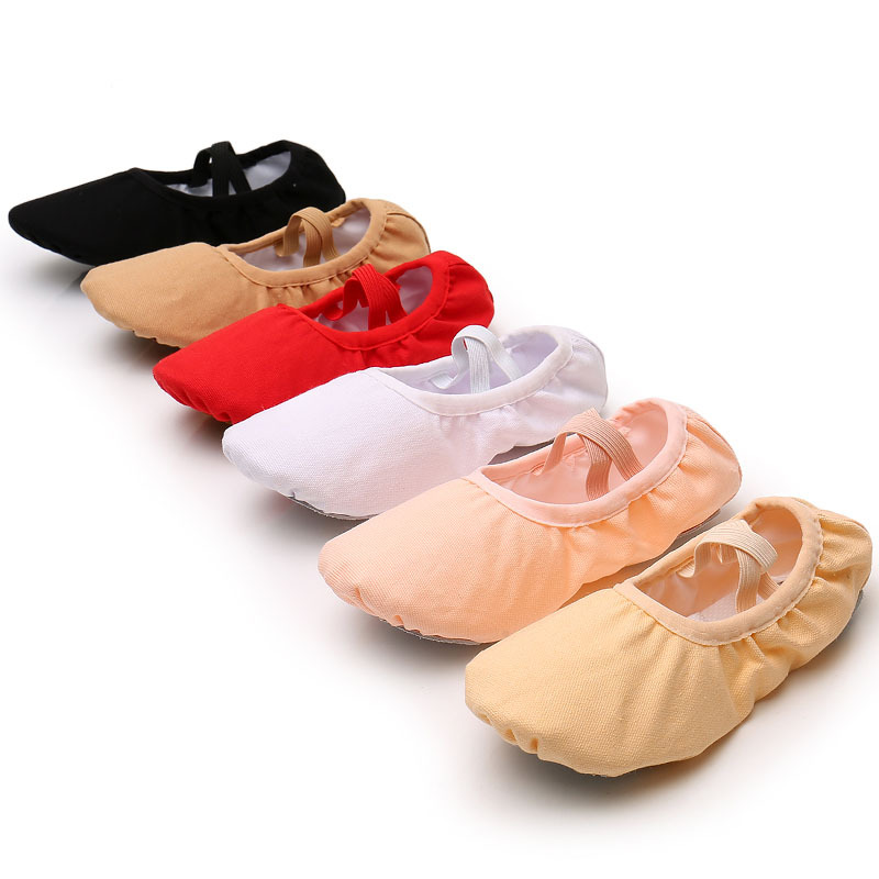   Cheap Girls Women Genuine Leather Dance Stretch Canvas Ballet Shoes
