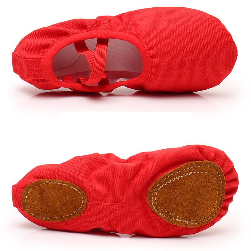   Cheap Girls Women Genuine Leather Dance Stretch Canvas Ballet Shoes