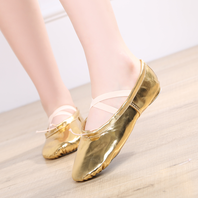 Folding Women Soft sole dance shoes PU leather ballet shoes for girls
