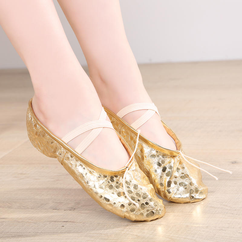 Folding Women Soft sole dance shoes PU leather ballet shoes for girls