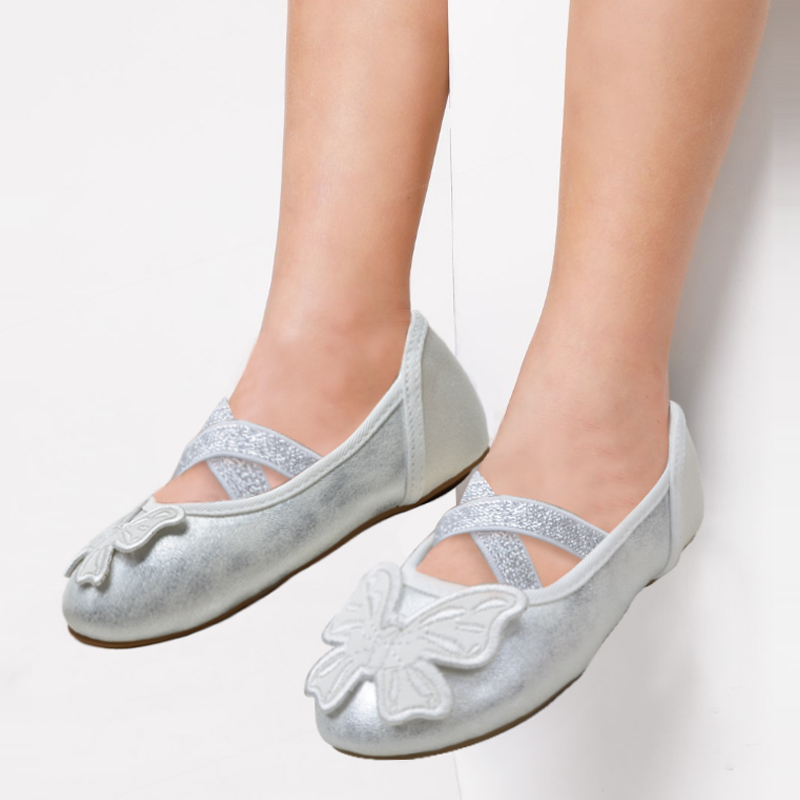 Fashion popular flat girls kids shoes casual butterfly flower soft insole shoes for kids
