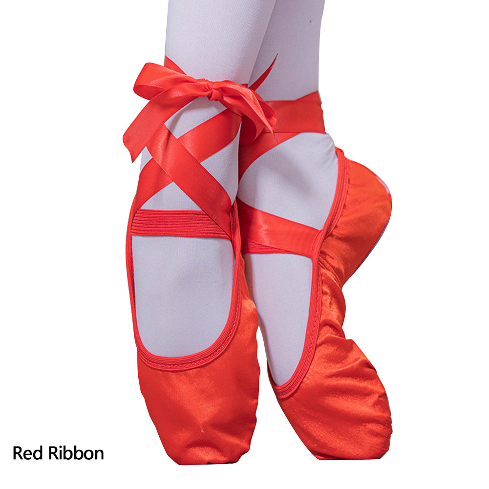 Ballet Shoes Satin Ballet Dance shoes Split sole kids Adults Sizes Lace Ribbon
