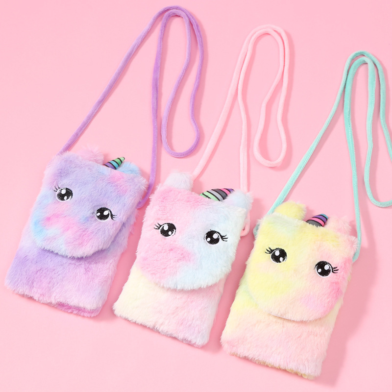 Plush Waist Bag Unicorn Girl Student Cute Cartoon Unicorn Single Shoulder Messenger Bag plush crossbody bag