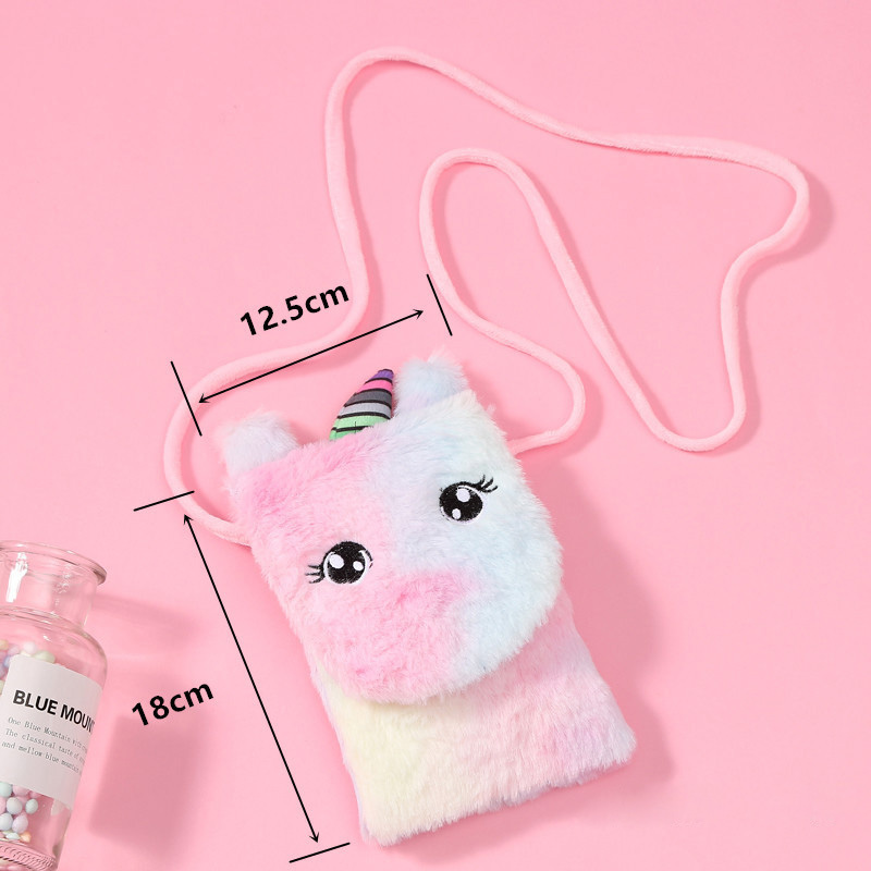 Plush Waist Bag Unicorn Girl Student Cute Cartoon Unicorn Single Shoulder Messenger Bag plush crossbody bag