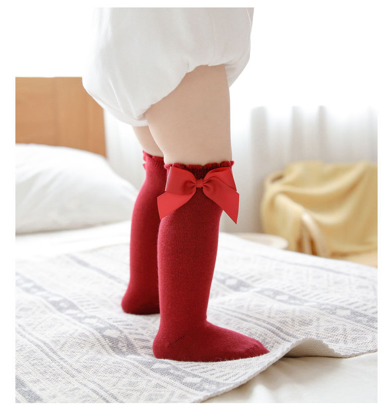 2023  High Quality Dress Tube Infant Cute Girl Slouch Knee High Baby Bow Socks