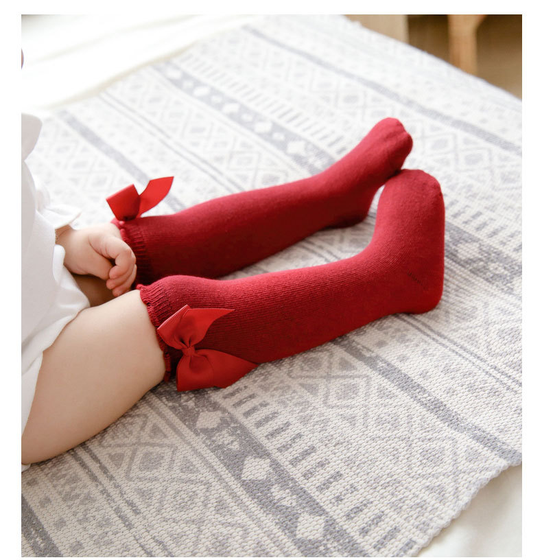 2023  High Quality Dress Tube Infant Cute Girl Slouch Knee High Baby Bow Socks