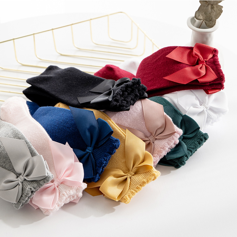 2023  High Quality Dress Tube Infant Cute Girl Slouch Knee High Baby Bow Socks