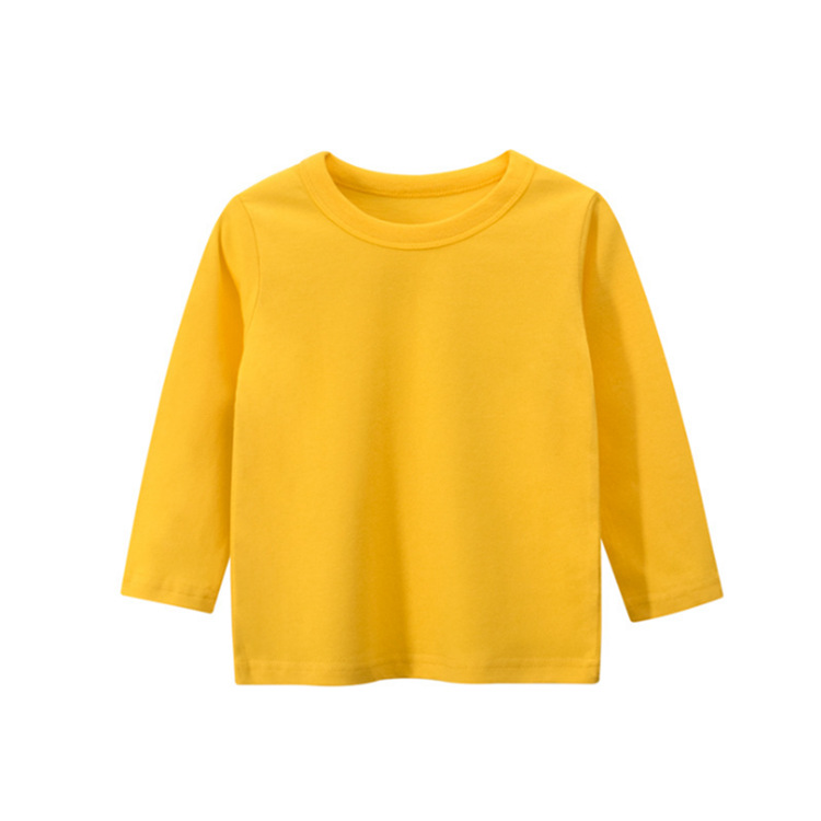    solid 6 color cotton round neck top Long sleeve children's   pullover hoodies T-shirt