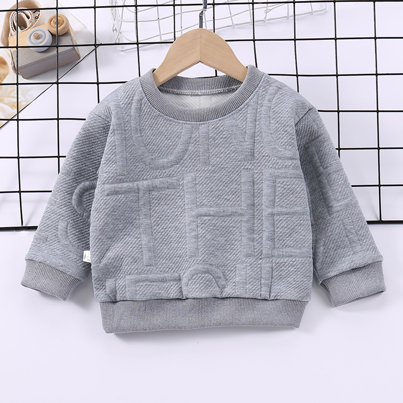 Children's Spring and Autumn Boys' Round Neck Pullover 3D Blank Hoodies High Quality Embossed Hoodie Puff Printing Hoodi