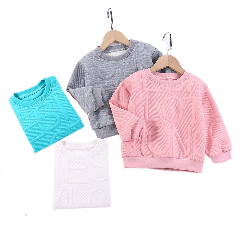Fashion Children's Clothing Kids Round Neck Clothes Blank Pullover Grey Hoodie Plain High Quality Hoodies 3d Puff Print 