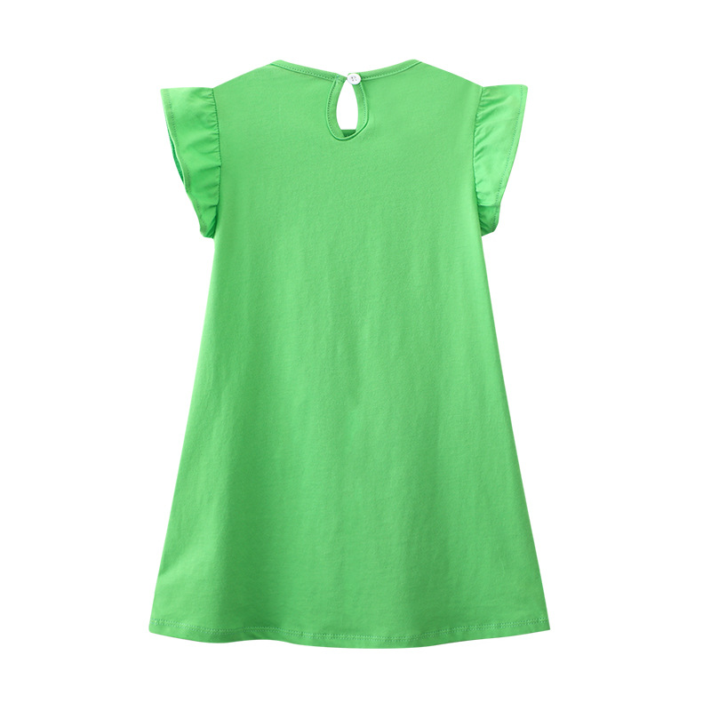 New Arrival Girls Short-sleeved Dress European Style Summer Children's Dress Knitted Cotton Round Neck Girls Princess Dr