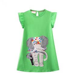 New Arrival Girls Short-sleeved Dress European Style Summer Children's Dress Knitted Cotton Round Neck Girls Princess Dr