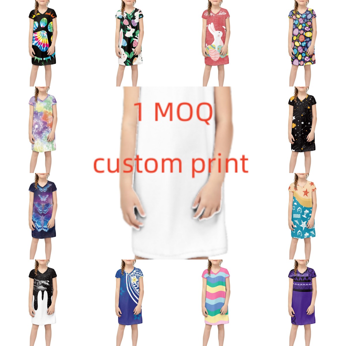 Kids Clothing Girls Party Dress 2023 Fashion New Style Clothes Short Skirt Traditional Polynesian Tattoo Design Short Sl