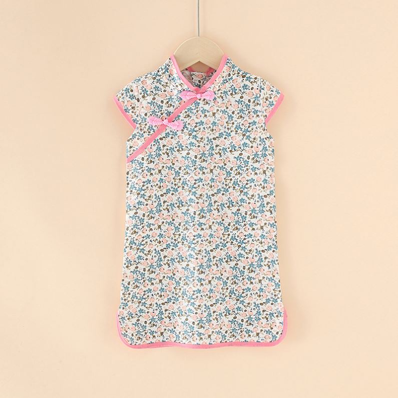 Toddler Chinese Style Kid Baby Girl Floral Cheongsam Qipao Dress Party Clothes Summer Princess Dresses For Children