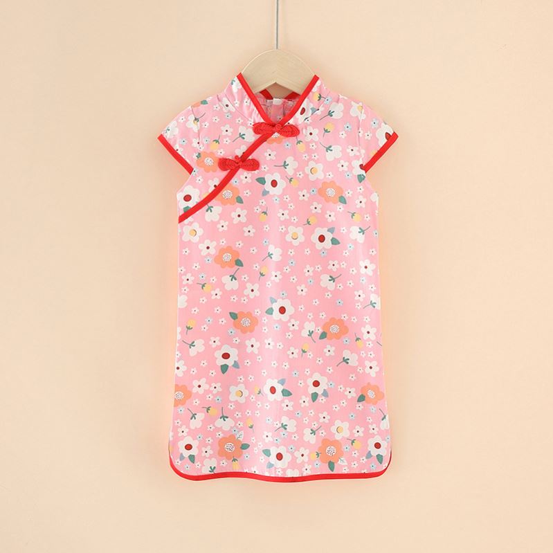Toddler Chinese Style Kid Baby Girl Floral Cheongsam Qipao Dress Party Clothes Summer Princess Dresses For Children
