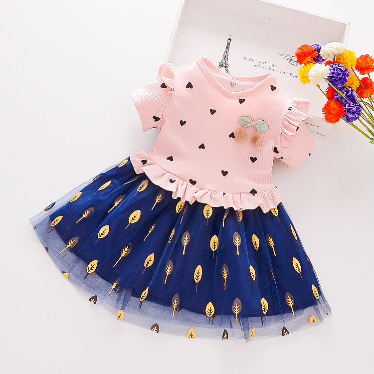 New Arrival Summer Kids And Girls 4 Different Design  Children And Toddler Short-sleeved Knee Length