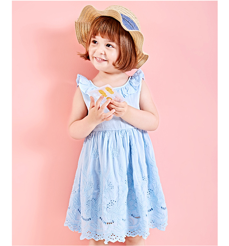 Cotton Embroidery Girls Summer Dress Flare Sleeves Princess Summer Girl Dresses