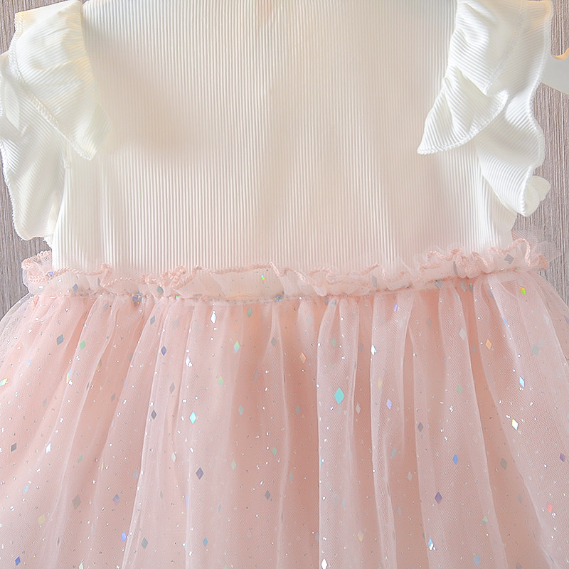 Summer Bow Baby Dress Academic Style Princess Birthday Party Mesh Dress