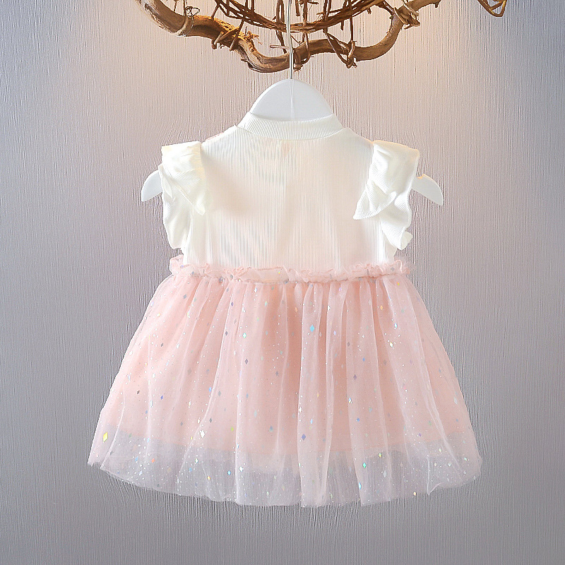 Summer Bow Baby Dress Academic Style Princess Birthday Party Mesh Dress
