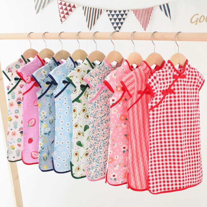 Toddler Chinese Style Kid Baby Girl Floral Cheongsam Qipao Dress Party Clothes Summer Princess Dresses For Children
