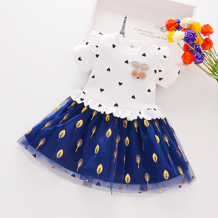 New Arrival Summer Kids And Girls 4 Different Design  Children And Toddler Short-sleeved Knee Length