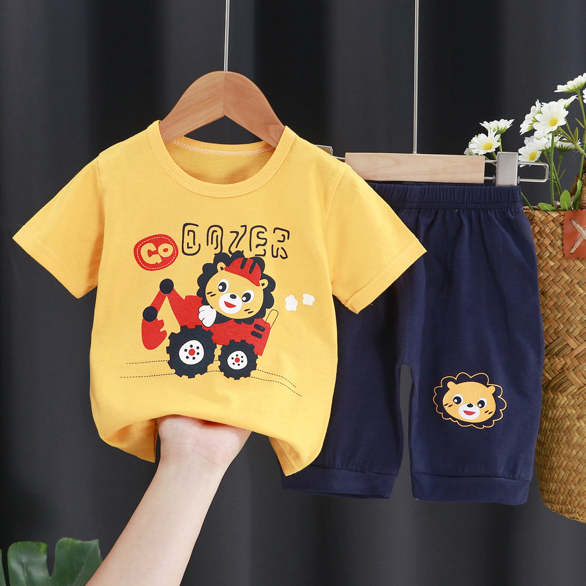 Children's Clothing Set Cartoon Printed Baby Boy Girl Pant Short Sleeve T-shirt Suit Kids Two Piece Casual Clothes 