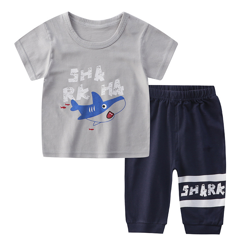 Children's Clothing Set Cartoon Printed Baby Boy Girl Pant Short Sleeve T-shirt Suit Kids Two Piece Casual Clothes 