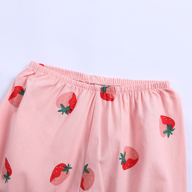  Baby Outfits Summer Cartoon Strawberry Kids Two Pieces Pajama Set Cotton Toddler Girls Clothing Set