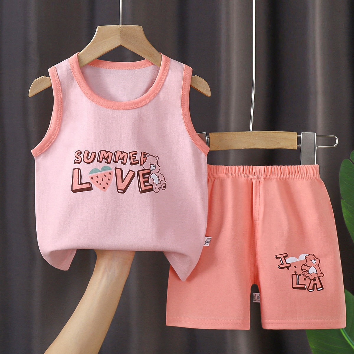  Mixed Vest Home Wear Suit Summer Cotton Boys Girls Kids Tank Top Shorts Garment Stock Lot Clothes Pajamas Set