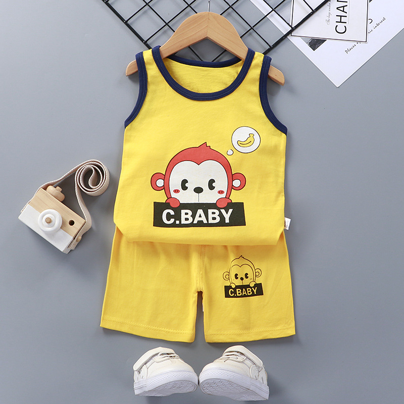  Mixed Vest Home Wear Suit Summer Cotton Boys Girls Kids Tank Top Shorts Garment Stock Lot Clothes Pajamas Set