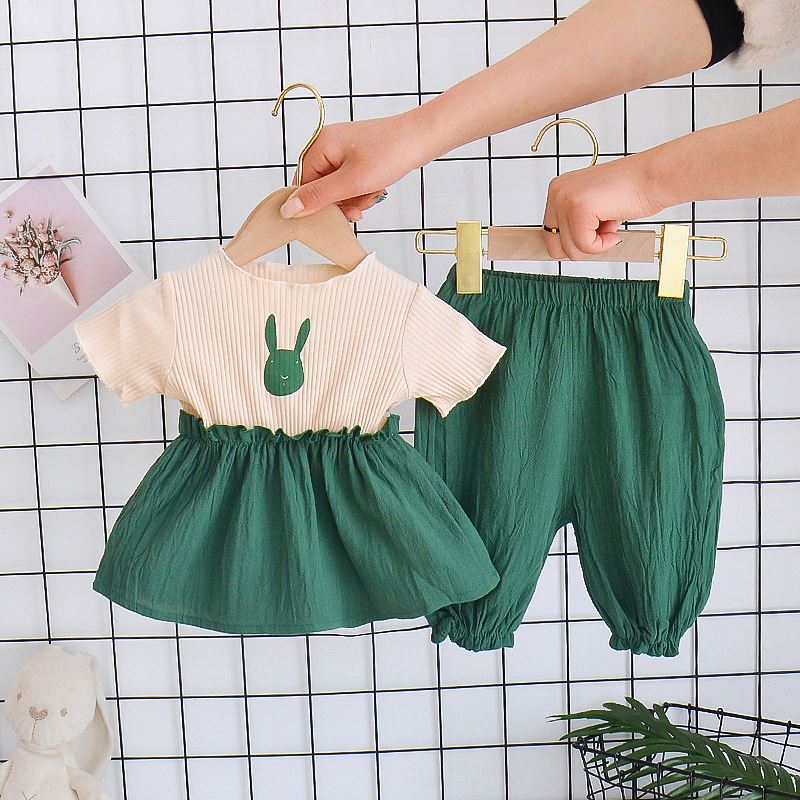 Summer Baby Girls' Clothing Sets Kids Two Piece Short Sleeve Top Skirts Kids Clothes for Girls