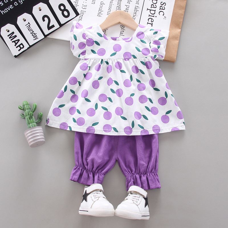 Summer Baby Girls' Clothing Sets Kids Two Piece Short Sleeve Top Skirts Kids Clothes for Girls