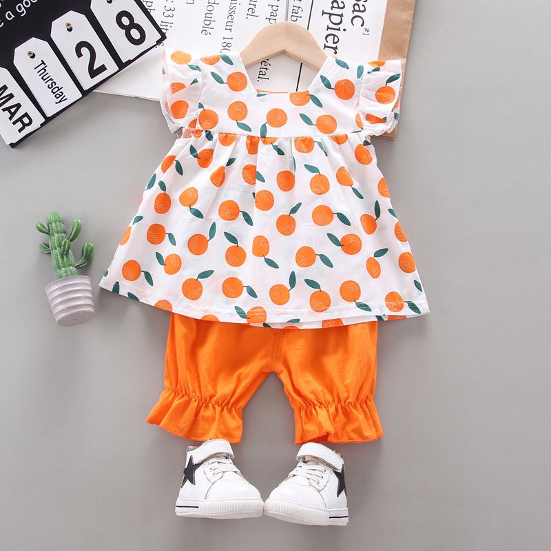 Summer Baby Girls' Clothing Sets Kids Two Piece Short Sleeve Top Skirts Kids Clothes for Girls