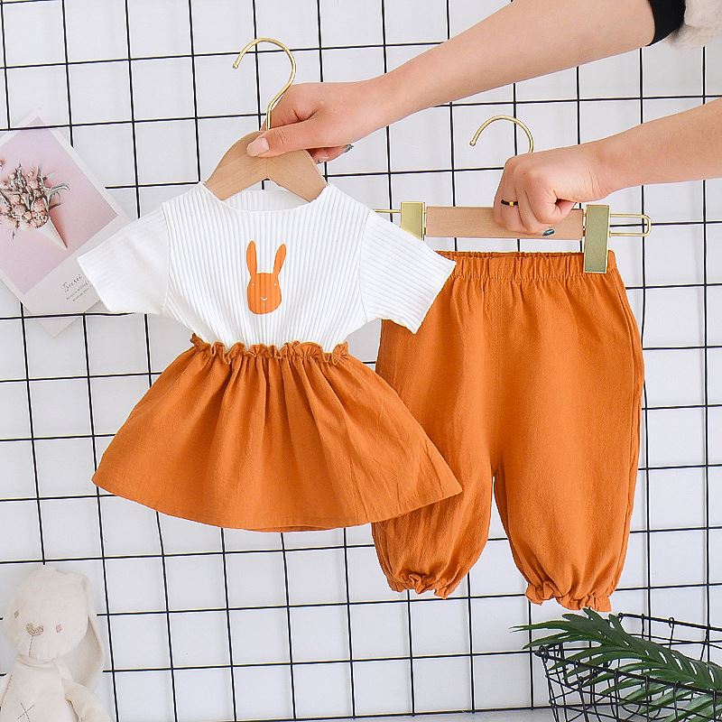 Summer Baby Girls' Clothing Sets Kids Two Piece Short Sleeve Top Skirts Kids Clothes for Girls