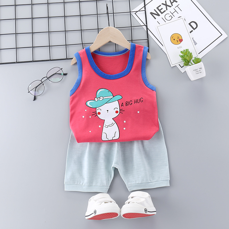 Leisure Sports Suit for Childrens' Boys Sports Breathable Cotton Girls Casual Washable Suit Skin-Friendly Clothes