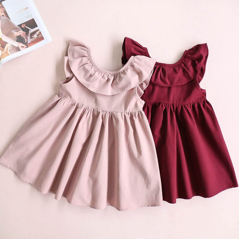 Toddler Cotton Linen Baby Dresses Bow Children Girls Clothes Summer Cute Casual Girls Dress