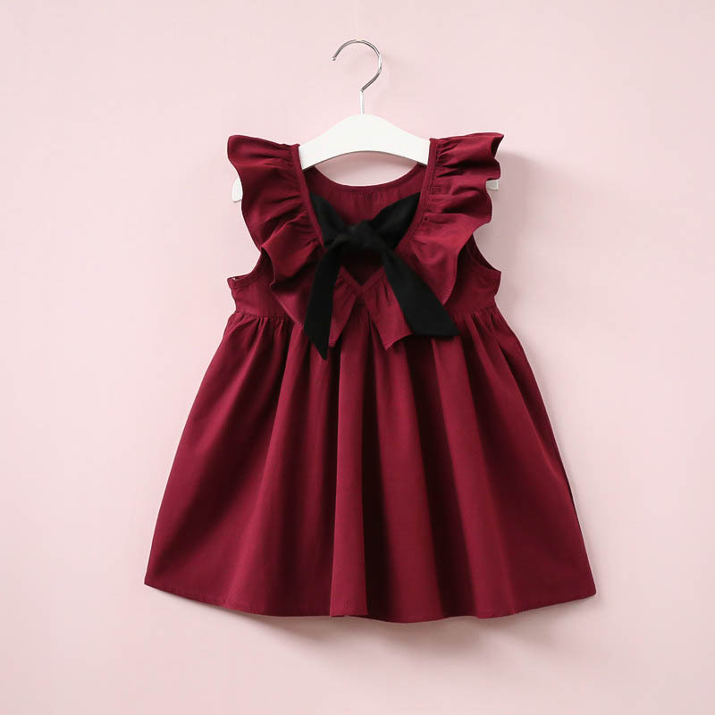 Toddler Cotton Linen Baby Dresses Bow Children Girls Clothes Summer Cute Casual Girls Dress