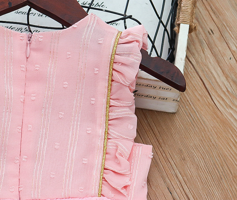 Little Girl Chiffon Fluffy Mesh Princess Skirt Luxury Star Pendant Pink Dress