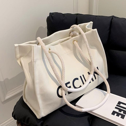 High Quality Bule Organic Cotton Tote Bag Canvas Shopping Bag For Women