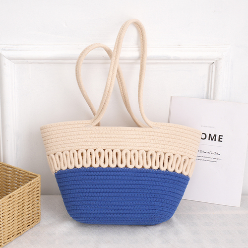 Amazon  women's tote bags Picnic Cotton Cord Handmade Picnic Shoulder Bags