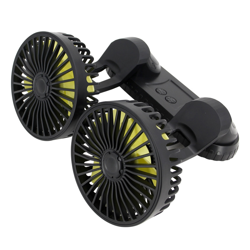 Car fan car with double head 12V24v small fan cooling powerful large volt car electric fan