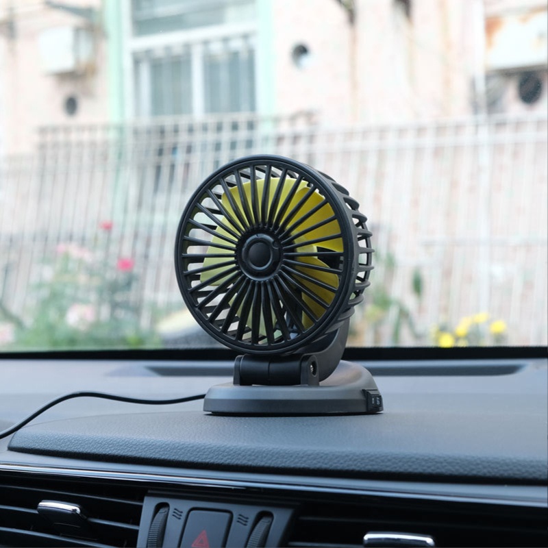 Hot selling High Airflow 360 Rotation Personal Cooling Car Mute Interior Accessories Dual Head Solar Fan For Car 