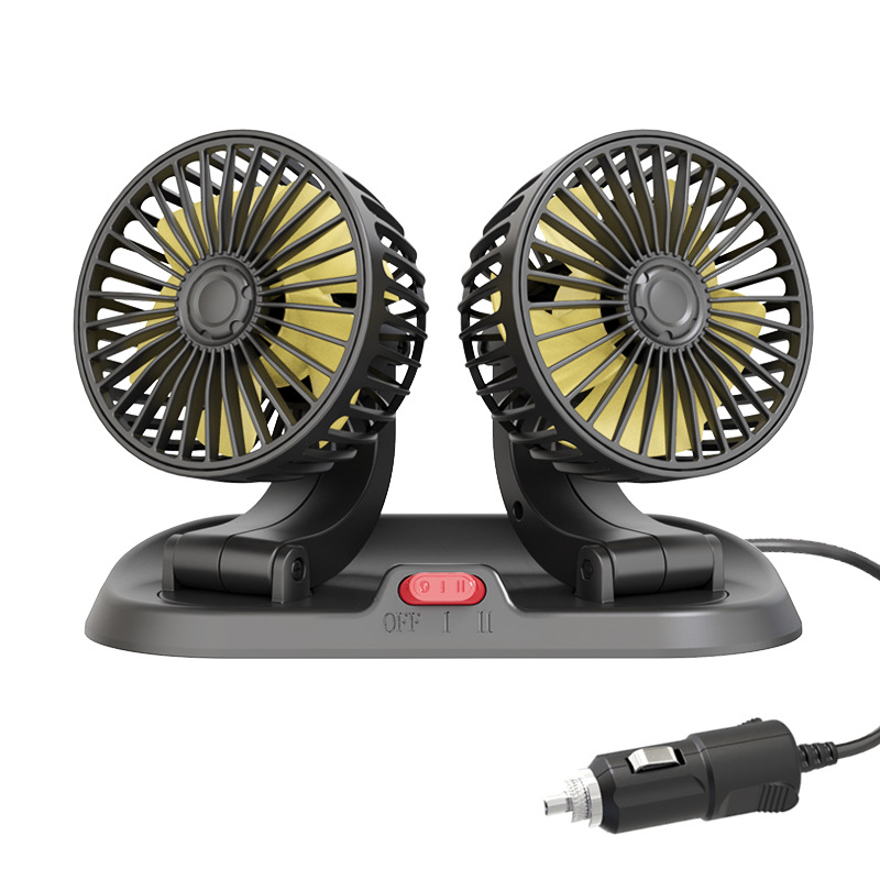 2023 Hot Selling car adjustable air Fast Cooling fan USB dashboard Double Heads fan ABS Car Mini Electronic Fan
