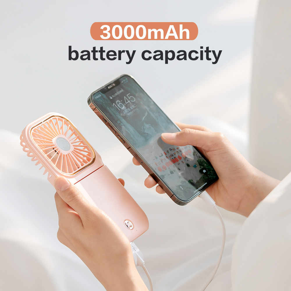 Original Manu Rechargeable 3000mAh Handfan Mini USB Portable Folding Stand Cooler Fan Car Air Conditioner Cooling
