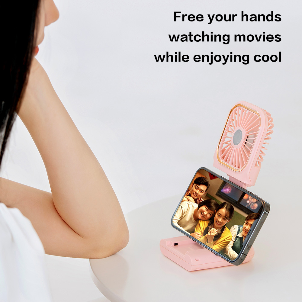 Original Manu Rechargeable 3000mAh Handfan Mini USB Portable Folding Stand Cooler Fan Car Air Conditioner Cooling