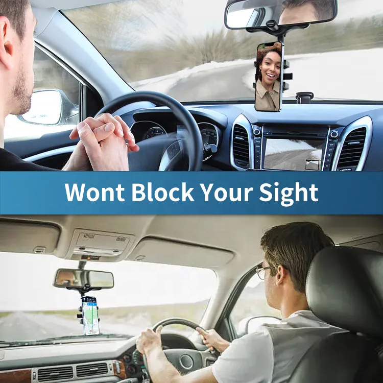 Fast Shipping Mobile Phone Car Holder Universal Clips Silicone 360 Rotatable Retractable Rearview Mirror Phone Holder Fo
