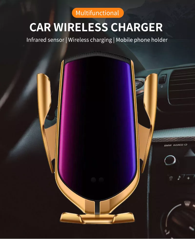 R1 R2 Intelligent Control Auto Infrared Ray Wireless Charger Smart Phone Wireless Charger Car Holder Wireless Magnetic C