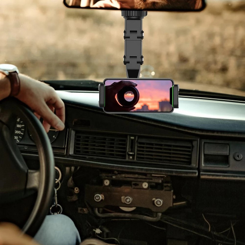 Telephone Car Holder 360 Degree Rotating Stand Rearview Mirror GPS Navigation Auto Phone Support Multifunctional Phone H